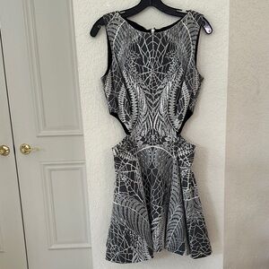 SALLY LAPOINTE Elegant Black and White Patterned Dress